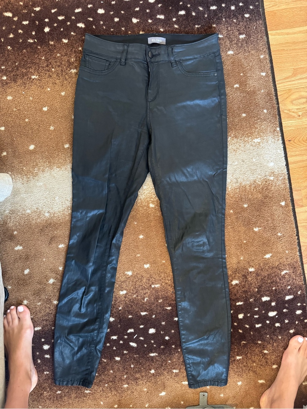 DL1961 Black Coated Skinny Jeggings